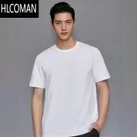 HLCOMAN液氨棉短袖T恤男夏季60支凉感丝光棉t恤圆领纯白色冰丝o马棉半袖