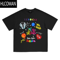 HLCOMAN酷玩乐队美式短袖T恤印花宽松复古Vintage男情侣半袖体恤上衣