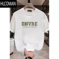 HLCOMAN夏季新款短袖t恤男潮牌痞帅宽松印花上衣百搭圆领半袖打底衫