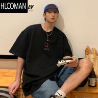 HLCOMAN2025夏季新款情侣装短袖T恤bf手绘卡通印花圆领宽松韩版潮流男女