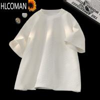 HLCOMAN戴登堡旗舰店夏季潮胖子短袖T恤男大码加肥加大宽松提花体恤
