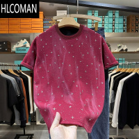 HLCOMAN美式轻奢满天星体恤2025夏季新款流行短袖t恤宽松百搭半袖衣服男