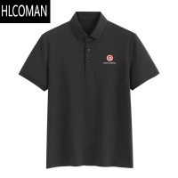 HLCOMAN库迪咖啡同款黑色工作服奶茶店工作服短袖polo衫男工衣定制印logo