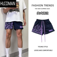 HLCOMAN美式火焰印花篮球短裤男ins学生运动健身训练潮牌夏季薄款三分裤