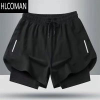 HLCOMAN跑步短裤男运动田径马拉松宽松速干防走光内衬训练健身装备三分裤