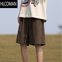 HLCOMAN咖啡色日系运动短裤男士夏季薄款休闲直筒五分裤男生宽松百搭裤子