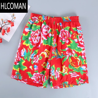HLCOMAN男装2025新款夏季东北大花布薄款宽松休闲网红短裤阔腿大裤衩