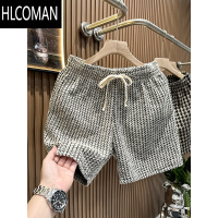 HLCOMAN宽松休闲短裤男士夏季潮牌千鸟格花色百搭运动5五分沙滩裤男外穿