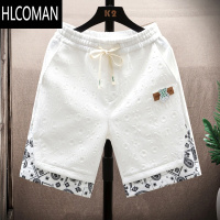 HLCOMAN短裤男士夏季潮牌宽松设计感压花小众五分裤潮流小熊休闲运动中裤