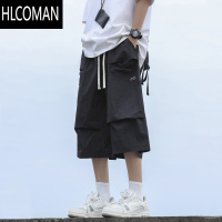 HLCOMAN美式复古户外机能风工装伞兵短裤男女直筒宽松冲锋休闲过膝七分裤