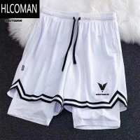 HLCOMAN美式深蹲三分裤带内衬双层篮球运动健身速干短裤训练裤宽松跑步