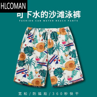 HLCOMAN沙滩裤男速干可下水短裤海滩裤夏季冲浪裤温泉休闲裤情侣薄款裤子