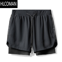 HLCOMAN运动短裤男士速干防尴尬游泳裤夏季健身训练双层平角五分沙滩泳裤