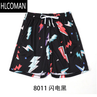 HLCOMAN美式印花运动短裤新款四分篮球裤学生撞色宽松潮流花裤子男女