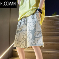 HLCOMAN夏季花短裤男潮流沙滩裤男宽松大裤衩居家睡裤五分运动休闲裤子薄