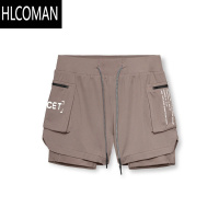 HLCOMAN运动短裤男五分裤速干弹力工装裤内衬双层健身肌肉撸铁狗兄弟潮牌