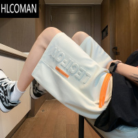 HLCOMAN冰丝透气短裤男士夏季潮牌字母压花五分休闲裤子男青少年运动中裤
