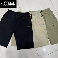 HLCOMAN04-19[3XL腰围80裤长62]松紧腰抽绳翻盖多口袋休闲短裤男W411