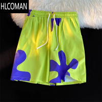HLCOMAN派大星同款沙滩裤男士可下水夏季加肥加大码潮牌泳裤五分短裤休闲