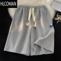 HLCOMAN华夫格短裤男夏季美式复古潮牌运动四分裤子休闲宽松绿色中裤