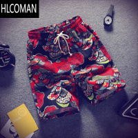 HLCOMAN夏季亚麻社会小伙短裤男精潮流韩版碎花纹五分裤民族风沙滩裤子