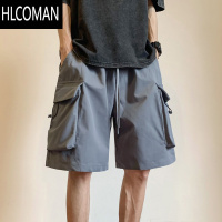 HLCOMAN街头机能风嘻哈宽松口袋冲锋裤男士户外工装短裤直筒运动五分裤衩