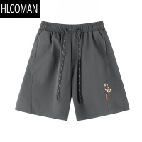 HLCOMAN潮牌纯色腊肠狗短裤男2025夏季五分裤情侣宽松直筒裤子女