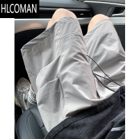 HLCOMAN短裤男2025夏季新款褶皱工装机能速干伞兵裤薄款宽松休闲五分裤子