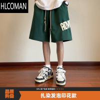 HLCOMAN美式发泡印花篮球短裤男夏季大码宽松休闲高街男生五分裤