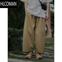 HLCOMAN危机青年阔腿九分裤男夏季日系复古基础款宽松直筒工装休闲短裤子