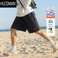 HLCOMAN吕小虎夏季潮牌防泼水纯色短裤男日系复古宽松运动休闲五分裤