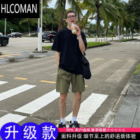 HLCOMAN军绿色工装休闲短裤男夏季新款户外运动直筒裤高级感沙滩五分裤子