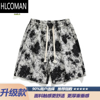 HLCOMAN2025夏季泼墨染透气凉感沙滩短裤男款宽松休闲海边花裤子