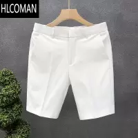 HLCOMAN高级感轻商务西装短裤男白色修身直筒五分裤男士夏季薄款休闲中裤