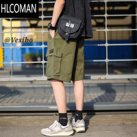HLCOMAN卡其色工装短裤男夏季美式宽松复古五分裤子潮牌免烫适用青少年运动 棉免烫 卡其色工装短裤 五分裤中腰设计 夏