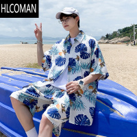 HLCOMAN三亚旅行穿搭男士沙滩裤套装速干可下水花短裤海边度假大码大裤衩