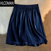 HLCOMAN特大码300斤冰丝醋酸短裤男女装夏季薄款缎面五分休闲宽松运动裤5
