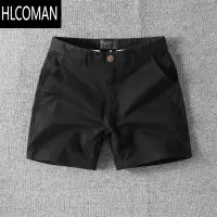 HLCOMAN夏季休闲短裤修身纯色三分四分裤夏季潮牌弹力3分4分裤超短裤