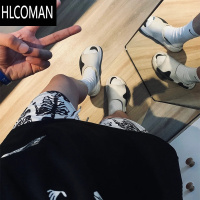 HLCOMAN复古骷髅头火焰篮球裤短裤美式不过膝健身四分裤男透气速干训练裤