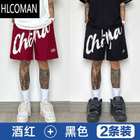HLCOMAN美式速干运动短裤男夏季大码宽松跑步潮牌中裤胖子休闲五分篮球裤