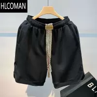 HLCOMAN编织抽绳短裤男夏季外穿美式休闲五分裤潮牌ins高街运动篮球裤子