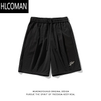 HLCOMAN夏季薄款户外运动速干短裤男潮牌简约刺绣宽松休闲五分裤
