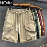 HLCOMAN户外露营地复古冰丝薄款工装短裤男士休闲裤夏季宽松五分裤男中裤