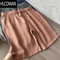 HLCOMAN魔薇家 2024男士高端苎麻棉麻休闲男装男裤松紧腰休闲短裤男夏
