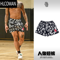HLCOMAN美式篮球短裤男人像运动训练裤夏季速干三四分裤跑步健身球裤