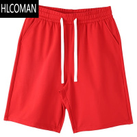 HLCOMAN红色五分裤男女活动休闲短裤运动裤夏季薄款宽松直筒沙滩中裤