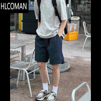 HLCOMAN夏季欧美式纯色基础款休闲宽松短裤男款藏青色速干伞兵五分裤子