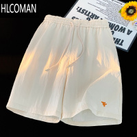 HLCOMAN薄款冰丝短裤男款夏季美式刺绣小标速干大码宽松休闲运动五分裤子