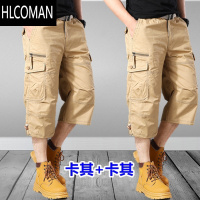 HLCOMAN潮流七分裤男宽松工装短裤多口袋夏天户外登山马裤男加肥加大