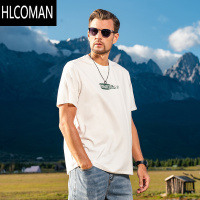 HLCOMAN 莱赛尔棉凉感短袖t恤男2025新款印花半袖夏季体恤